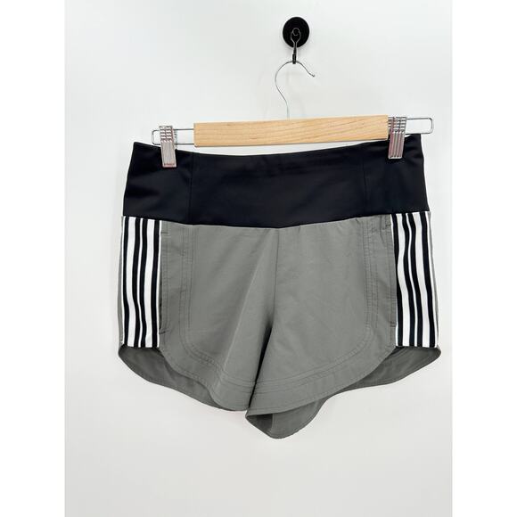 Athleta Shorts Women 0 Grey Black Ascender Activewear Stretch Side Stripe - Picture 1 of 10